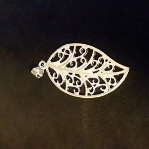 Sterling Silver Etched Leaf Pendant for Necklace 925 1.25 x 3/4"